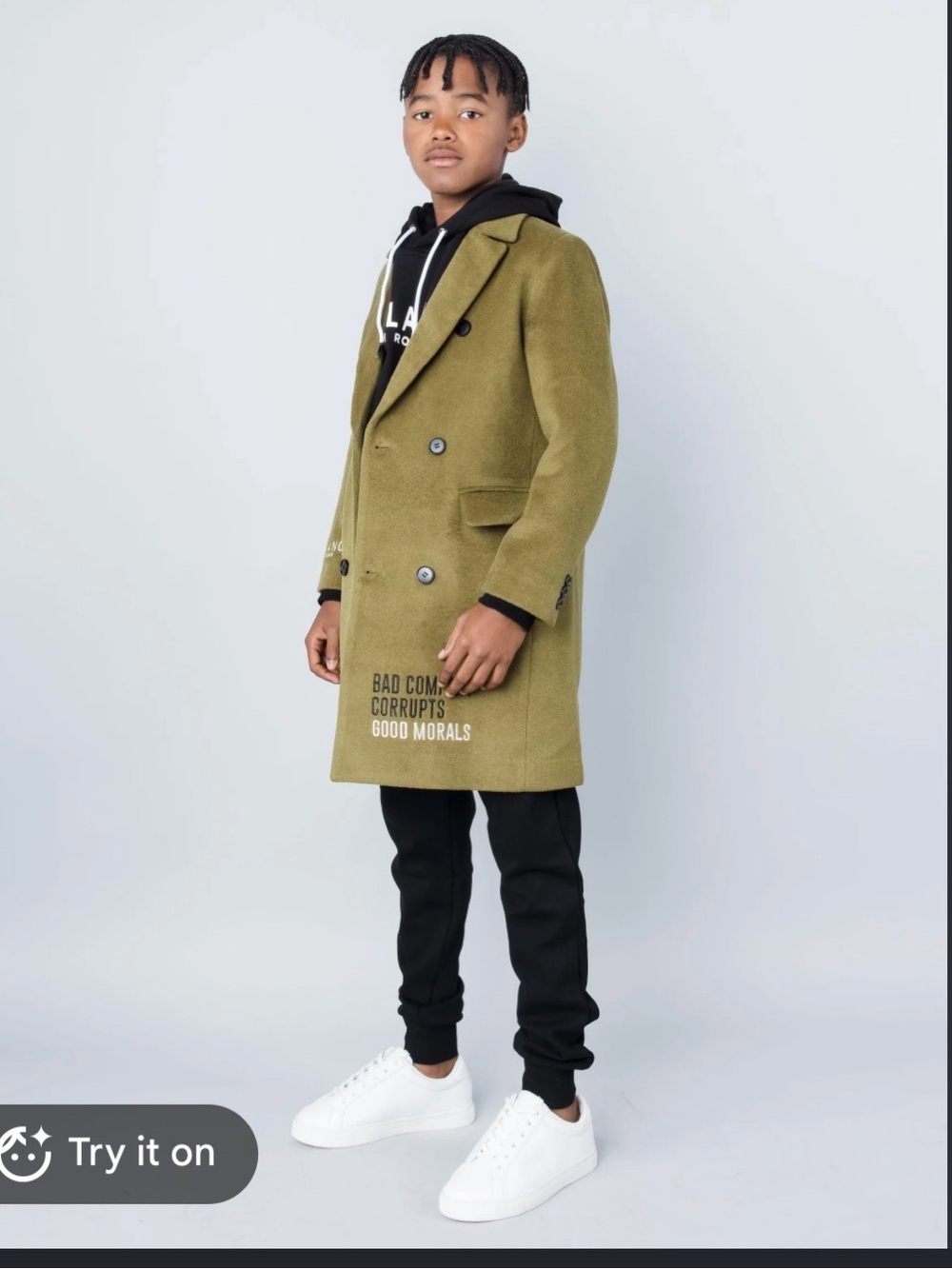 Milano Double-Breasted Olive Pea Coat